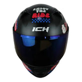 Casco Ich 3120 Fifties Negro Rojo Visor Azul